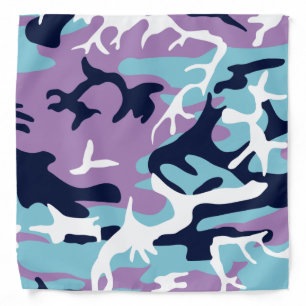 Camo Pattern - Purple Navy Blue White Bandana