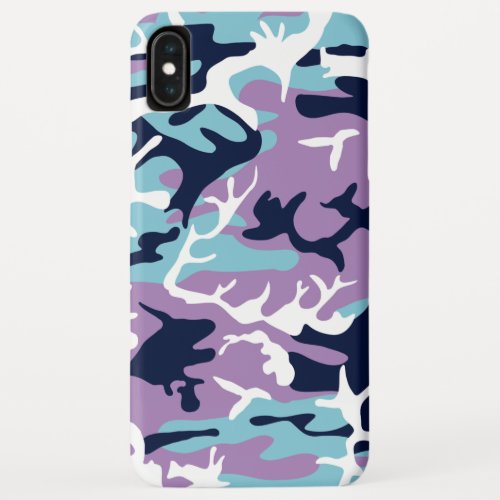 Camo Pattern _ Purple Navy Blue White iPhone XS Max Case