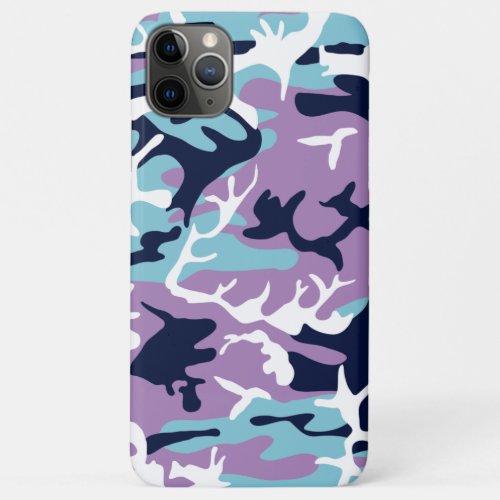 Camo Pattern _ Purple Navy Blue White iPhone 11 Pro Max Case