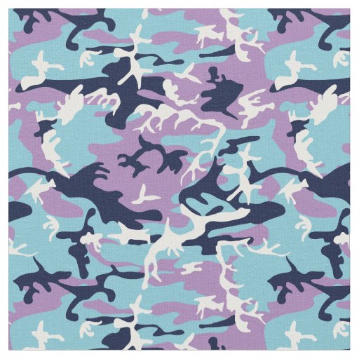 Camo Pattern - Purple Navy Blue White Fabric