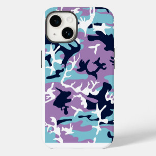 Camo Pattern - Purple Navy Blue White iPhone 14 Case