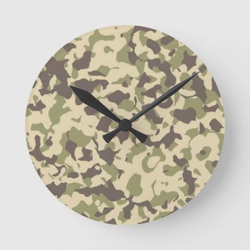 Camo Pattern Round Clock