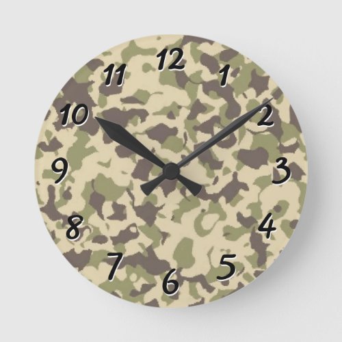 Camo Pattern Round Clock