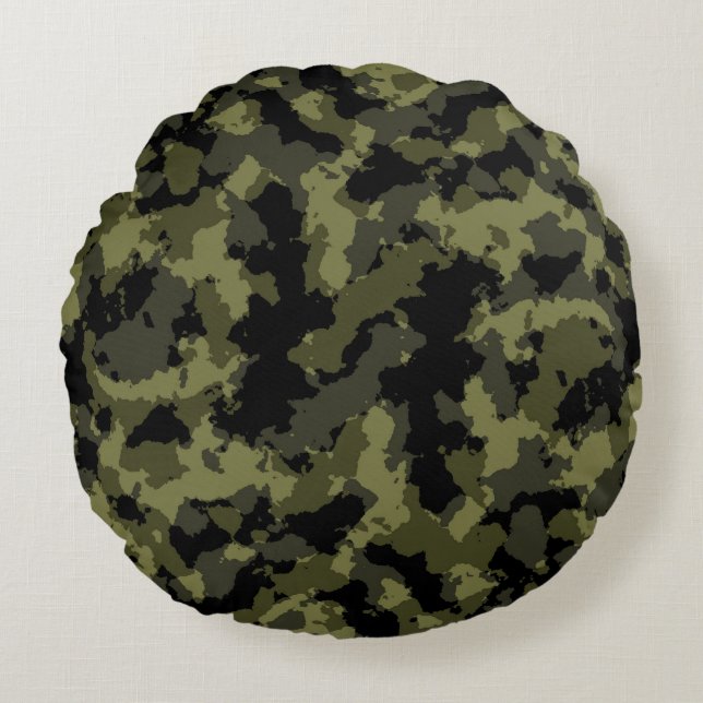 Camo Pattern Round Pillow (Front)