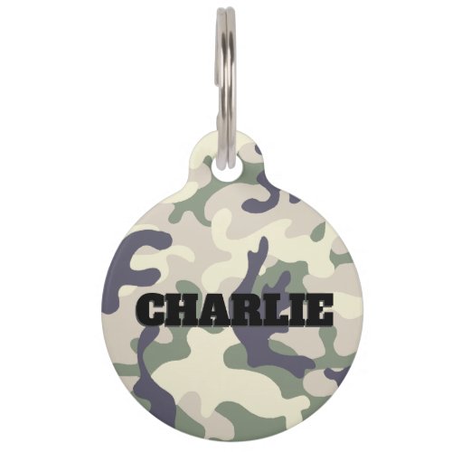 Camo Pattern with Name Take Me Home Info Dog ID Pet ID Tag