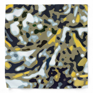 Camo Pattern - Yellow White Beige Blue Black Bandana
