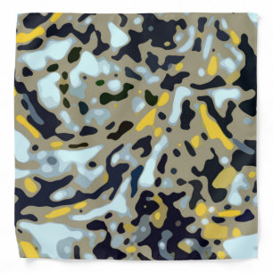 Camo Pattern - Yellow White Beige Blue Black Bandana