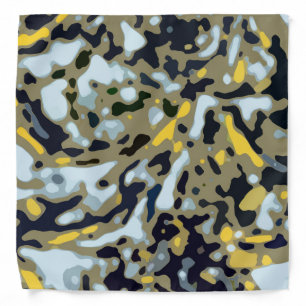 Camo Pattern - Yellow White Beige Blue Black Bandana