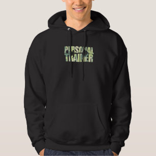 Camo Personal Trainer Camp Fitness Wellness Instru Hoodie