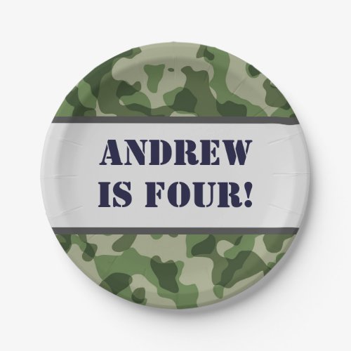 Camo Personalized Army Military Birthday Paper Plates