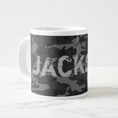 Camo Personalized Charcoal Gray Giant Coffee Mug