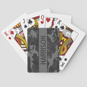 Camo Personalized Charcoal Gray Poker Cards