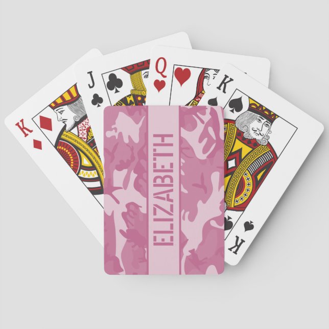 Camo Personalized Pink Poker Cards (Back)