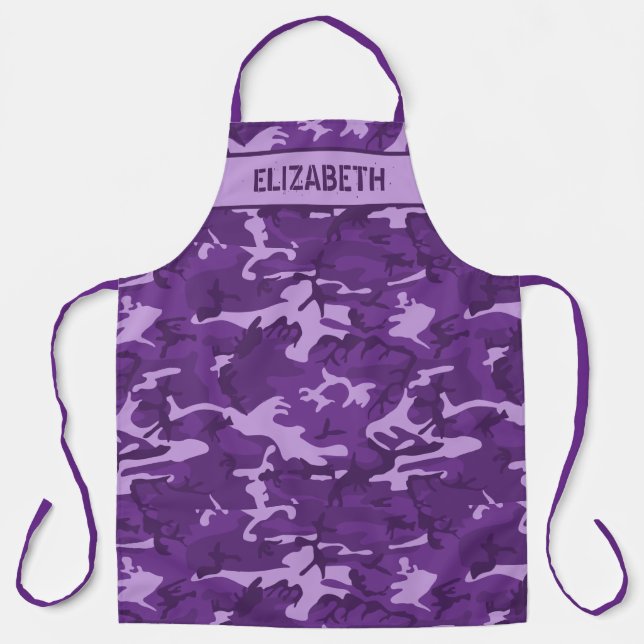 Camo Personalized Purple Apron (Front)