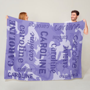 Camo Personalized Purple Fleece Blanket