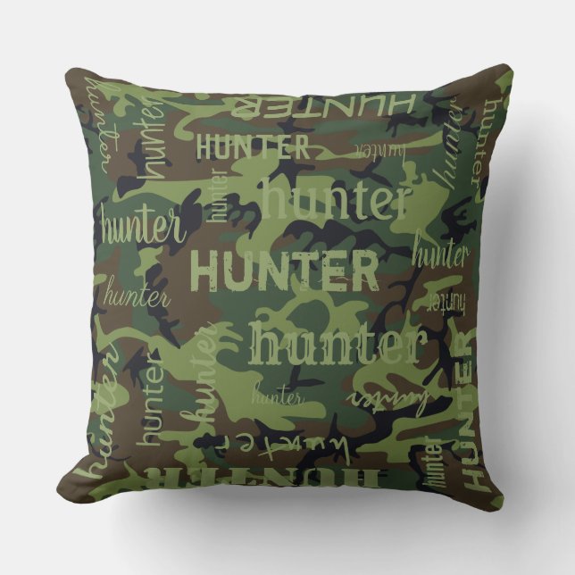 Camo Personalized Shorter Name Throw Pillow (Front)