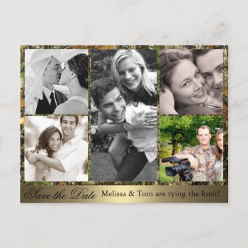 Camo Photo Collage Save The Date Postcard by party_depot at Zazzle