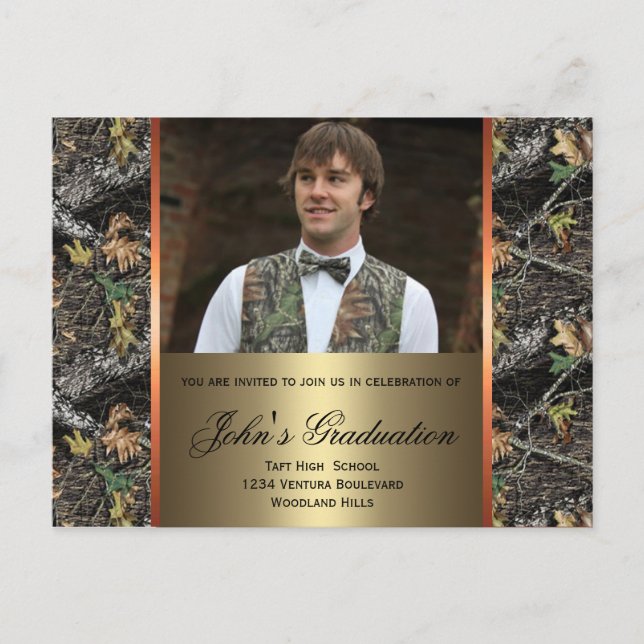 Camo Photo Graduation Postcard (Front)