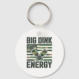 Camo pickleball big dink energy dad funny american keychain