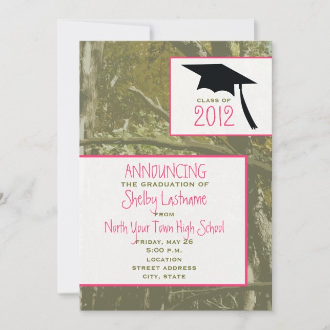 Camo & Pink 2012 Graduation Announcement (Front)