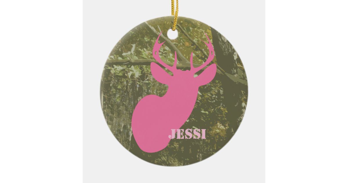 Camo Pink Deer Head Personalized Ornament Zazzle Com
