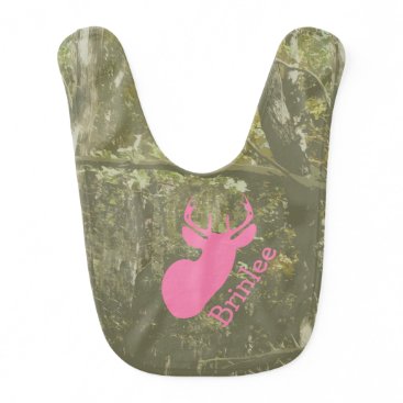 Camo & Pink Deer Personalized Baby Bib