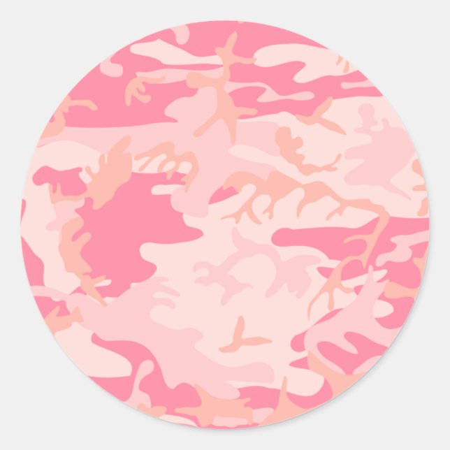 Camo Pink Girly Trendy Stylish Modern Classic Round Sticker (Front)
