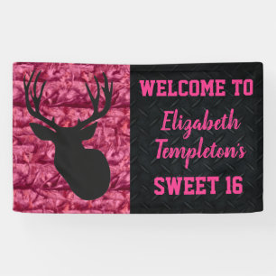 Camo Pink Sweet Sixteen Deer Hunting Banner