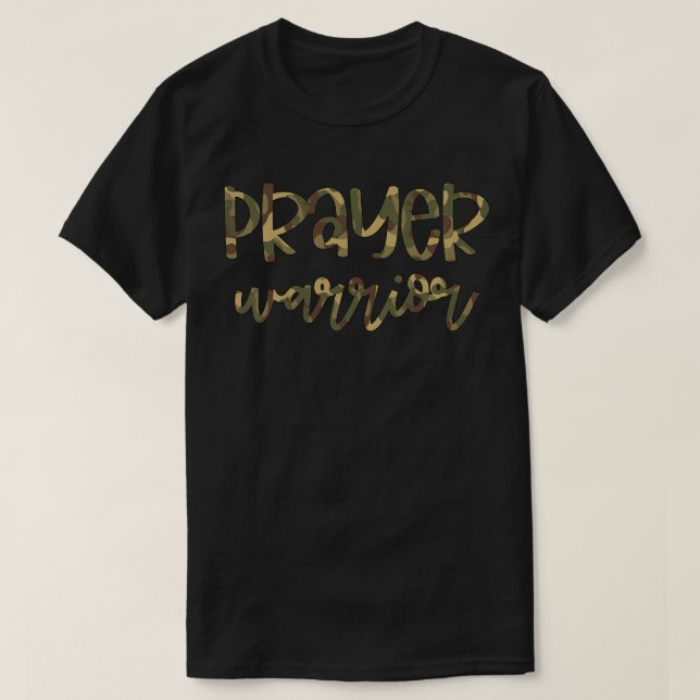 Camo Prayer Warrior Christian Pink Breast Cancer A T-Shirt (Design Front)