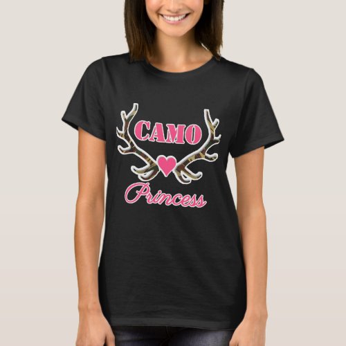 Camo Princess Antlers Camouflage Pink T_Shirt