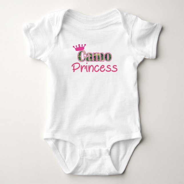 Camo Princess Baby Girl Shirt-Romper - Bodysuit (Front)
