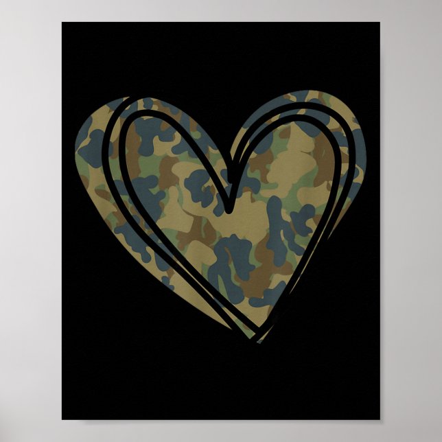 Camo Print Heart Valentines Day  (Front)