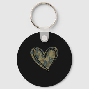 Camo Print Heart Valentines Day Keychain