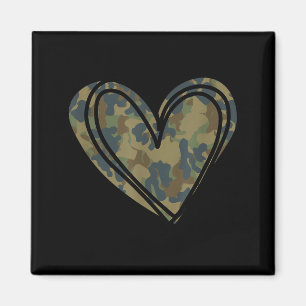 Camo Print Heart Valentines Day Magnet