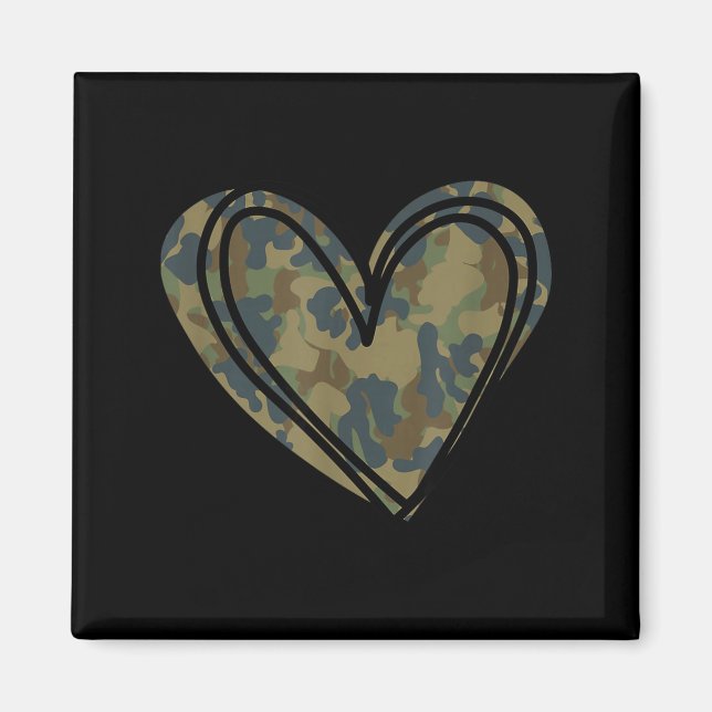 Camo Print Heart Valentines Day  Magnet (Front)