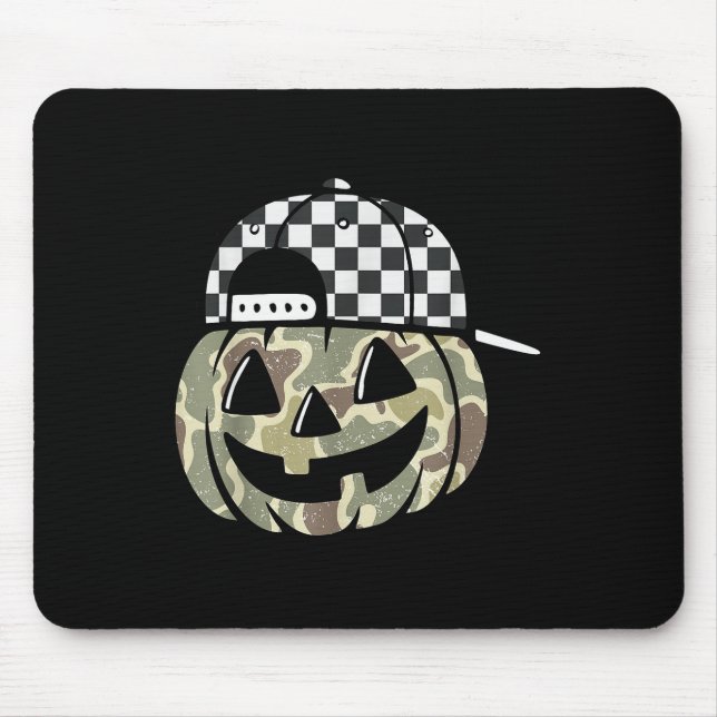 Camo Pumpkin Jack O Lantern Face Camouflage Hallow Mouse Pad (Front)