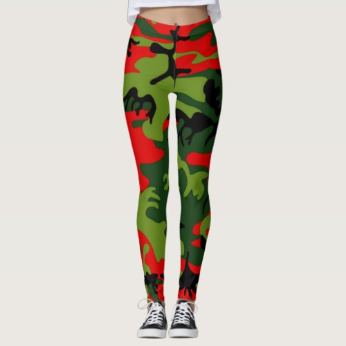 Camo red and green legging