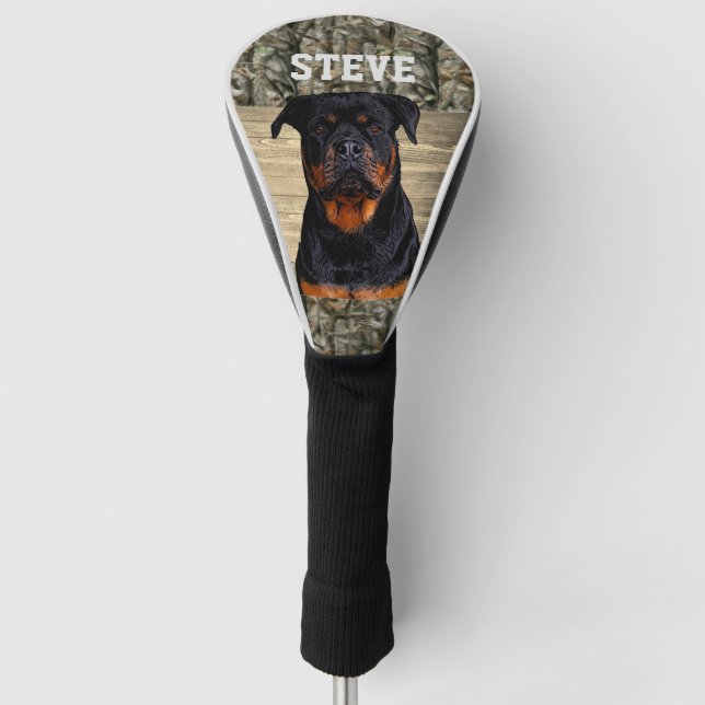 Camo Rottweiler Dog Breed Animal Name Golf Head Cover (Front)
