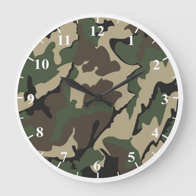 Camo Round Large Wall Clock (Front)