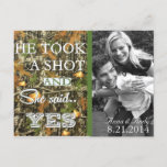 Camo Rustic Leaves Save The Date Wedding Postcard at Zazzle