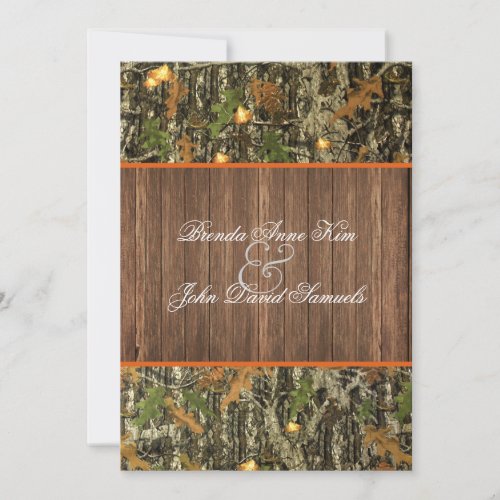 Camo Rustic Wedding Invitation
