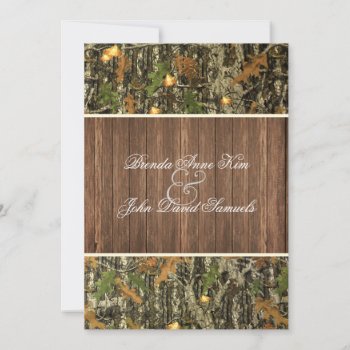 Camo Rustic Wedding Invitation by CleanGreenDesigns at Zazzle