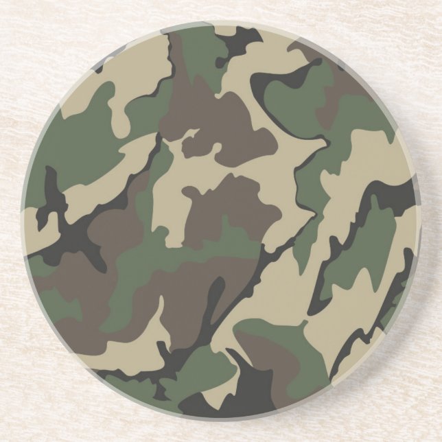 Camo, Sandstone Drink Coasters (Front)