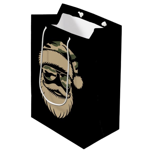 Camo Santa Claus Sunglasses Xmas Camouflage  Medium Gift Bag (Front Angled)