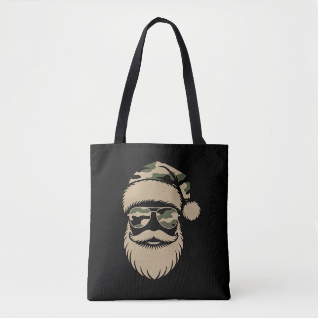 Camo Santa Claus Sunglasses Xmas Camouflage  Tote Bag (Front)