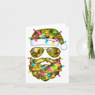 Camo Santa Claus Sungles Camouflage Funny Xmas Lig Card