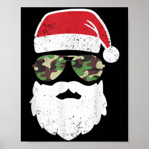 Camo Santa Claus Sungles Funny Camo Christmas Camo Poster