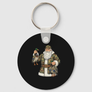 Camo Santa Mallard Duck Hunting Christmas Hunter G Keychain