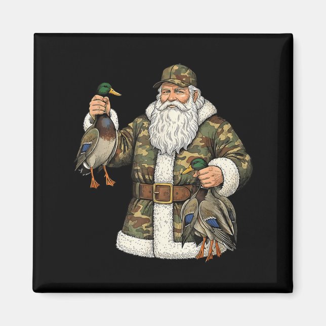 Camo Santa Mallard Duck Hunting Christmas Hunter G Magnet (Front)