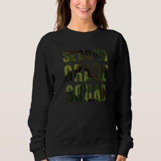 Camo Second Grade Squad Teacher Hello 2nd Grader V Sweatshirt